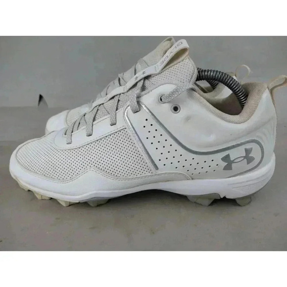 Under Armour Women's 10 Softball Shoe Cleats UA Glyde MT Charged White - Picture 4 of 11